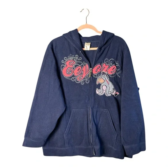 Disney Women's Eeyore Navy Blue Long Sleeve Full Zip Fleece Hoodie Size 2X - Picture 6 of 6